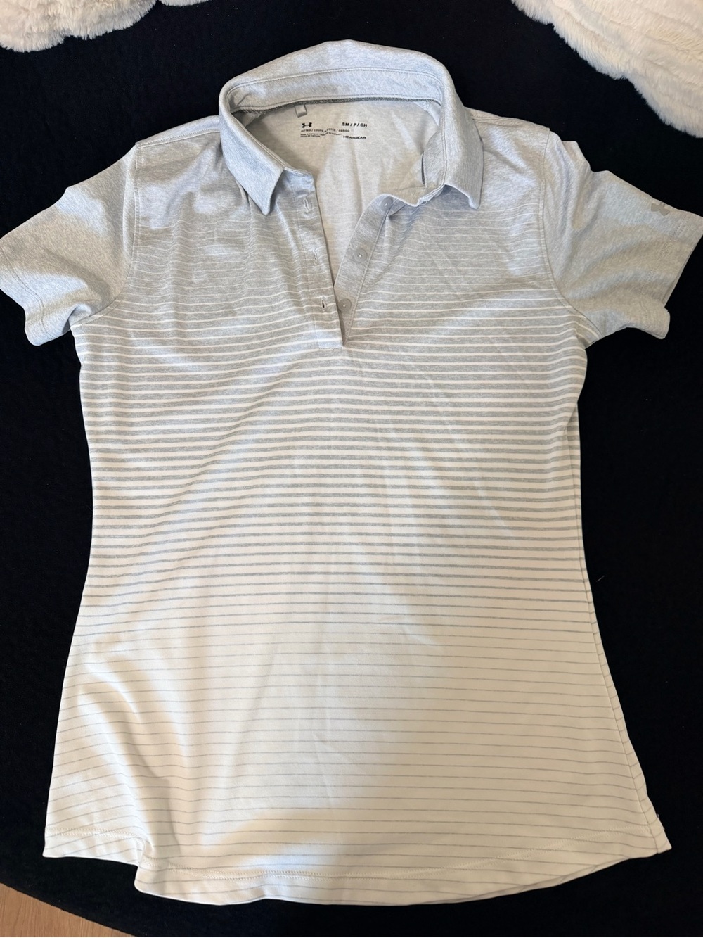 Under Armour Women's Light Gray Striped Polo Shirt